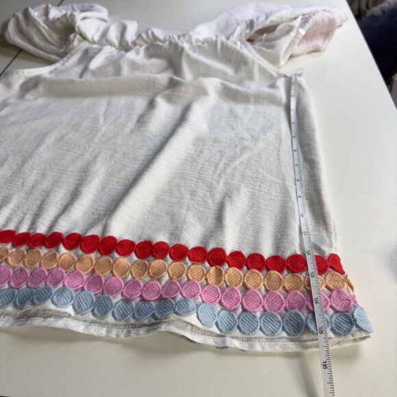 Morgan Claire Multi White Off Shoulder Ric-Rac Trimmed Ruffled Tiered Top Size S - Picture 8 of 10